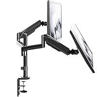 VIVO 17 to 32 inch Dual Pneumatic Monitor Mount, 2 Pneumatic Arms, Adjustable Swivel, Rotation, Heavy Duty VESA Desk Stand with C-clamp, Grommet, Max VESA 100x100, Black, STAND-V002K
