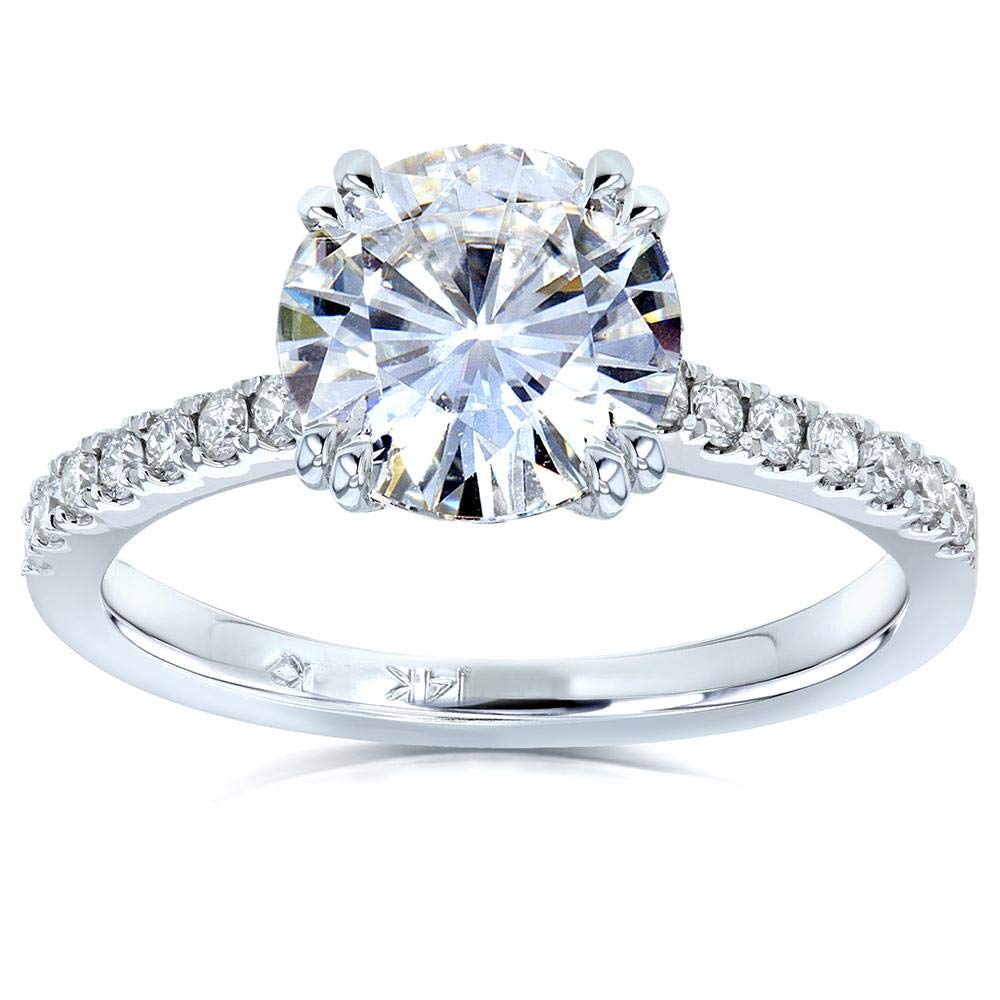 Kobelli Moissanite and Lab Grown Diamond Engagement Ring 2 1/10 CTW 14k White Gold (GH/VS, DEF/VS)