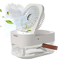 Travel Fan For Sleeping,Portable Desk Fan With Mist Spray And Night Light Usb Rechargeable Mist Fan With 3 Wind Speeds Quiet Table Cooling Fan With Remote Control For Home, Office, Travel