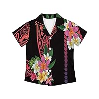 JooMeryer Kid Polynesian Hawaiian Shirts Boys Girls Short Sleeve Button Down Summer T-Shirts