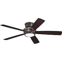 Craftmade TMPH52OB5 Tempo Sleek Profile Hugger Fan/Flush Mount Ceiling Fan with Dimmable LED Light and Remote, 5 Reversible Blades, Oiled Bronze