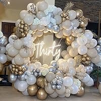 Sand White Balloon Garland Arch Kit,158PCS Blush White Nude Balloons Metallic Chrome Gold Silver Balloons for Boho Wedding Bridal Baby Shower Engagement Anniversary Birthday Party Decorations