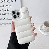 Fashion Winter Down Jacket The Cotton Puffer Case Phone Cover Protective Puffer Case for IPhone15 14 13 12 11Pro Max (White,for iPhone11 promax)