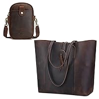 S-ZONE Leather Purses Tote Bag Bundle with Small Leather RFID Blocking Crossbody Bags for Women