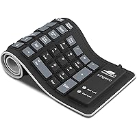 sungwoo Foldable Silicone Keyboard USB Wired Waterproof Rollup Keyboard for PC Notebook Laptop (Black+Grey)