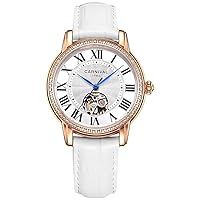 Carnival Women's Automatic Mechanical Rose Gold Watch with Leather Band