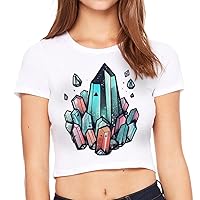 Crystal Illustration Women's Cropped T-Shirt - Cute Crop Top - Trendy Cropped Tee