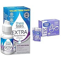 TheraTears Extra Dry Eye Drops, 2 Count & Nice 'n Clean 100 SmudgeGuard Lens Wipes Bundle