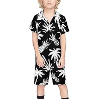 Coconut Palm Trees Pineapples Boy's Beach Suit Set Hawaiian Shirts and Shorts Short Sleeve 2 Piece Funny