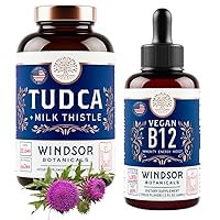 WINDSOR BOTANICALS Tudca with Silymarin Milk Thistle and Vegan Vitamin B12 Liquid - Health Support Bundle