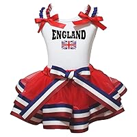 Petitebella England Union Jack White Cotton Shirt Petal Skirt Set Nb-8y