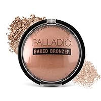 Palladio Baked Bronzer, Highly Pigmented and Easy to Blend, Shimmery Bronzed Glow, Use Dry or Wet, Lasts all day long, Provides Rich Tanning Color Finish, Powder Compact, Atlantic Tan
