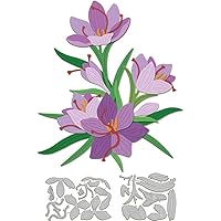 GLOBLELAND 2Sets 19pcs Saffron Flowers Cutting Dies for DIY Scrapbooking Metal Saffron Florals Die Cuts Embossing Stencils Template for Paper Card Making Decoration Album Craft Decor