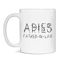 Jaynom Aries Coffee Mug for Father-In-Law | Zodiac Birthday Ceramic Tea Cup, 11-Ounce White