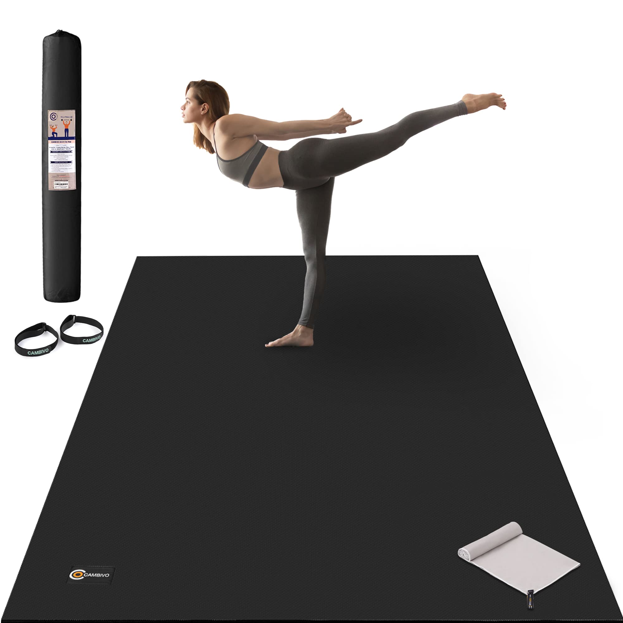 CAMBIVO Large Yoga Mat, Extra Thick Workout Mats for Home Gym, 6'x 4'x 8 mm Non Slip Wide Exercise Mat for Pilates, Stretching or Cardio, Use Without Shoes