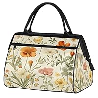 Travel Duffel Bag, Vintage Flower Floral Sports Tote Gym Bag,Overnight Weekender Bags Carry on Bag for Women Men, Airlines Approved Personal Item Travel Bag for Labor and Delivery