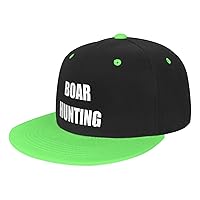 Boar Hunting Snapback Hat Funny Flat Bill Visor Adjustable Hip Hop Baseball Cap White