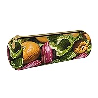 Various Vegetables Pencil Case Bag Pouch Pu Leather Round Small Capacity Pen Pouch Storage Bag With Zipper