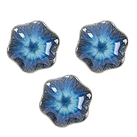 Amosfun 3pcs Japanese Sauce Dishes Seasoning Plate Flower Ceramic Dish Dipping Sauce Bowls for Sauce Vinegar Ketchup Bbq Other Party Plate Supplies(Lotus Blue)