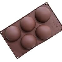 5 Cavity Semi-Ball Silicone Mold for Cake Chocolate Panna Cotta Pudding Jelly Baking Soap molds