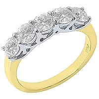 14k White & Yellow Gold 2 Carat Brilliant Round 5-Stone Diamond Ring