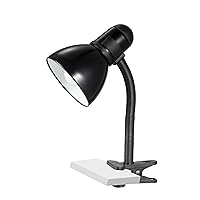 Black Adjustable Desk Lamp with Heavy Duty Clamp Clip, Flexible Gooseneck Lamp, Bed Light, Reading Lamp, or Study Light, 14 inches