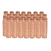 Ayurvedic Diamond Copper Water Bottle Leak Proof Lid Handcrafted Flask Lot of 20 Pcs