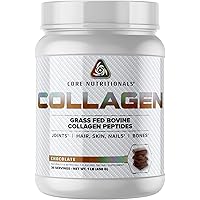 Core Nutritionals Collagen, Grass Fed Bovine Collagen Peptides, Supports Joints, Hair, Skin and Nails, 35 Servings (Chocolate, 1 lb)