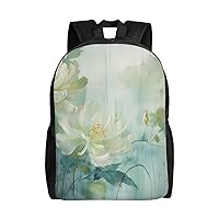 Elegant Flowers Print Backpack for Women Men Lightweight Laptop Backpacks Travel Laptop Bag Casual Daypack