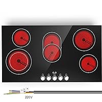 VBGK Electric cooktop 36 inch,240V 8600W 36 inch Induction Cooktop,Built-in and Countertop Electric Stove Top,Knob Control 9 Heating Level Timer & Kid Safety Lock