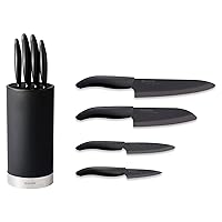 Kyocera Revolution Kitchen Knife Block Set, Blade Sizes: 7-inch, 5.5-inch, 4.5-inch, 3-inch, Black