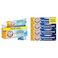 ARM & HAMMER Toothpaste Plus TheraBreath Breath Fresheners, Invigorating ICY Mint Flavor & Advance White Toothpaste, Clean Mint Flavor, Stain Defense Technology, 6.0oz (4-Pack)