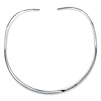 Bling Jewelry Basic Simple Thin Flat Choker Slider Open Collar Contoured Statement Necklace For Women .925 Silver Sterling Add Pendant 2, 3, 4MM