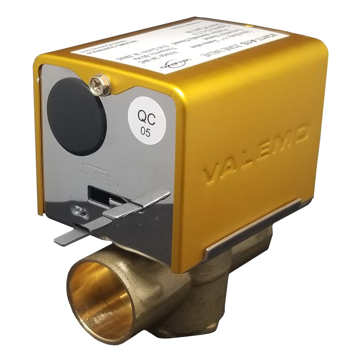Valemo V2417-A1S Motorized Zone Valve, 2-way, 1" Sweat, Normally Closed, 24 VAC, with End Switch