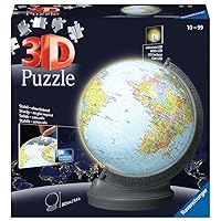 Ravensburger Puzzle-Ball Globe with Light: 540 Piece 3D Jigsaw Puzzle for Kids 11549 - Easy Click Technology Means Pieces Fit Together Perfectly