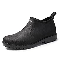 Men's Work Boots Short Rain Boots Ankle Height Rubber Garden Boots Insulated Waterproof Rain Shoes