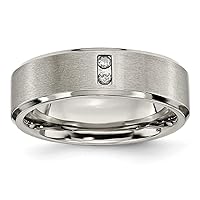 Titanium Engravable Polished and satin Satin and Polished with Diamonds 7mm Band Ring Jewelry Gifts for Women - Ring Size Options: 10 10.5 11 11.5 12 12.5 13 7.5 8 8.5 9 9.5