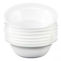 Soup Bowls Set of 8, Tempered Glass White Cereal Bowls, 20 OZ Round Dish Set, Microwave & Dishwasher Safe Glass Bowl Set