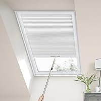 Blackout Window Blinds & Shades, Skylight Shades Blinds Window Cordless Cellular Shades Room Darkening Honeycomb Blinds for Roof Inclined Plane Room Windows - Custom Size (White)