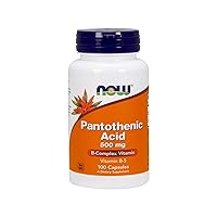 NOW Foods Pantothenic Acid 500mg, 100 Capsules (Pack of 2)
