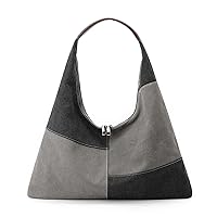 Handbag, Shoulder Bag, Commuting to Work Bag, Stylish, Women's Tote Bag, Women's, Mother's Bag, Women's, Contrast Color Block Canvas Tote Bag, Casual Shoulder Bag, Fashion Patchwork Handbag, Top Handle Bag, Travel Work, Shopping Popular, Business Trips, Commuting to Work or School, Lightweight, Business, Job Hunting, Birthday Gift (Color: Gray, Size: One Size Fits Most)