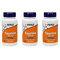 NOW Taurine 500mg, 100 Capsules (Pack of 3)