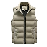 Mens Puffer Vest,Men's Winter Padded Puffer Vest Outdoor Sleeveless Jacket Warm Work Travel Quilted Vests