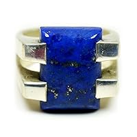 Genuine Lapis Lazuli 925 Sterling Silver Statement Ring Handcrafted Size 4,5,6,7,8,9,10,11,12,13