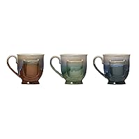 Creative Co-Op 16 oz. Stoneware Mug with Tea Bag Holder, Reactive Glaze, 3 Colors