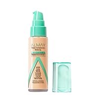 Clear Complexion Acne Foundation Makeup with Salicylic Acid - Lightweight, Medium Coverage, Hypoallergenic, Fragrance-Free, for Sensitive Skin, 600 Sun Beige, 1 fl oz.