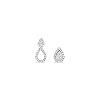 The Diamond Deal 18kt White Gold Womens Mix-Match Pear-shaped Stud VS Diamond Earrings 0.75 Cttw