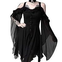 Bodycon Dresses for Women, Womne Plus Size Cold Shoulder Butterfly Sleeve Lace Up Halloween Gothic Dress