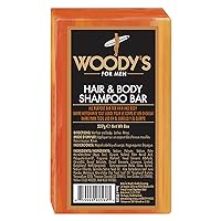 Woody's Hair Shampoo & Body Bar for Men, 2-in-1 Bar Soap for Hair, Face, and Body, Rich and Thick Lather Formula, Conditions, Nourishes, Moisturizes, For All Hair and Skin Types, 8 oz., 1-Pack