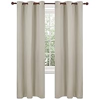 Deconovo Blackout Curtains Light Beige Curtain 84 Inches Long, Grommet Top Thermal Insulated Window Drapes for Bedroom, 38 x 84 Inch, 2 Panels